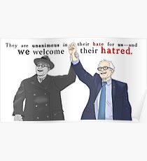 "We welcome their hatred." | Short Quote | Franklin D. Roosevelt & Bernie Sanders Poster