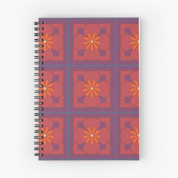 Item preview, Beautiful floral tile repeat pattern, bright orange, dusky orange and misty purple designed and sold by Susan Marie Williams.