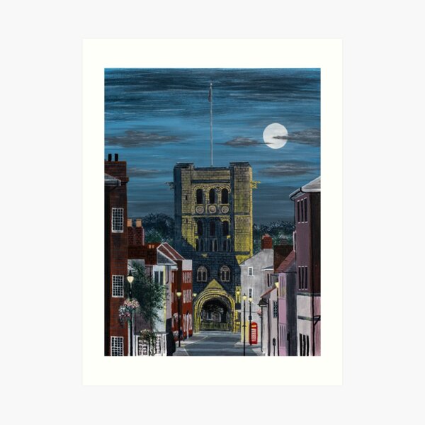 Norman Tower in the Moonlight Painting Art Print