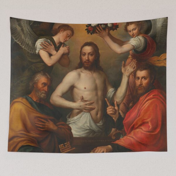 Item preview, Antonis Mor van Dashorst (Dutch, 1517–1575) -The risen Christ with Saints Peter and Paul and two angels designed and sold by VISIBLECREATION.