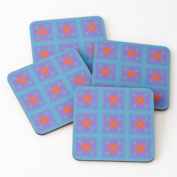 Item preview, Beautiful floral tile repeat pattern, purple, red, sky blue designed and sold by Susan Marie Williams.