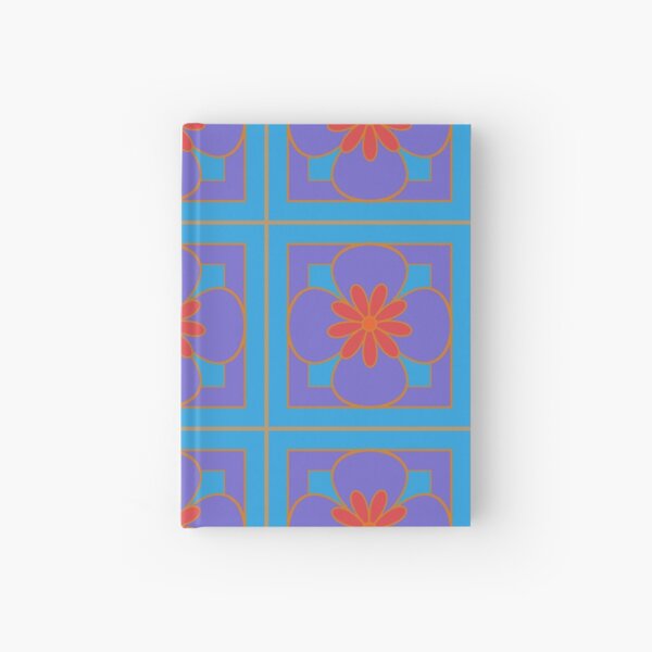 Beautiful floral tile repeat pattern, purple, red, sky blue Hardcover Journal