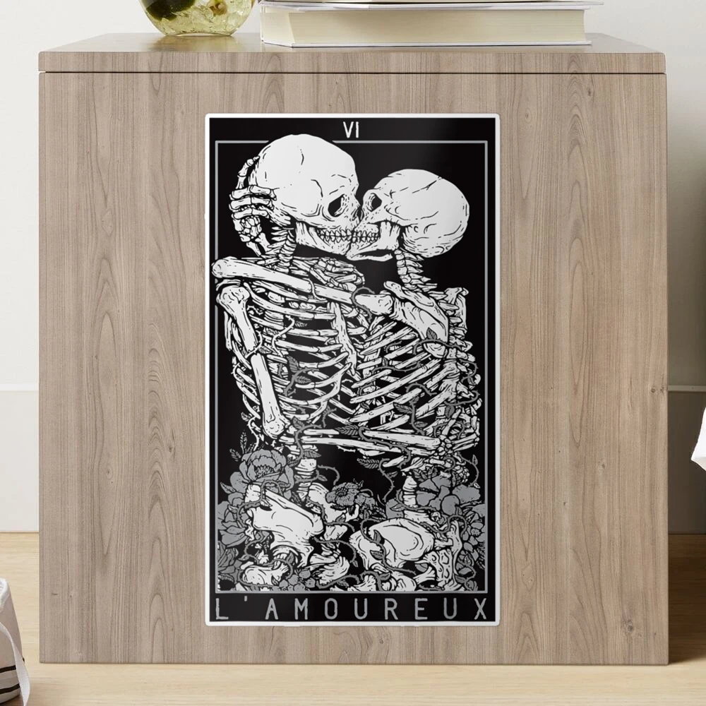 Tarot Card Kissing Skeleton Love Skull Bones Horror Goth Sticker for Sale  by shanel4hspinks