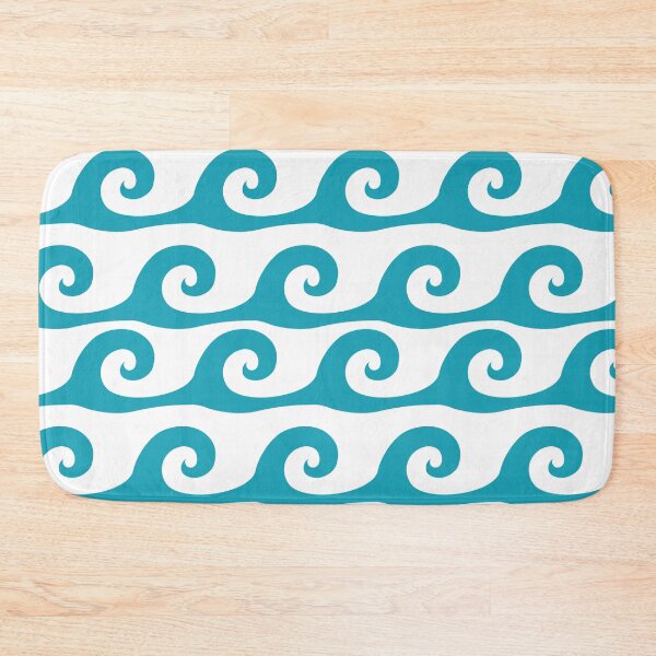 Item preview, Turquoise waves on white background pattern designed and sold by Brontorino.