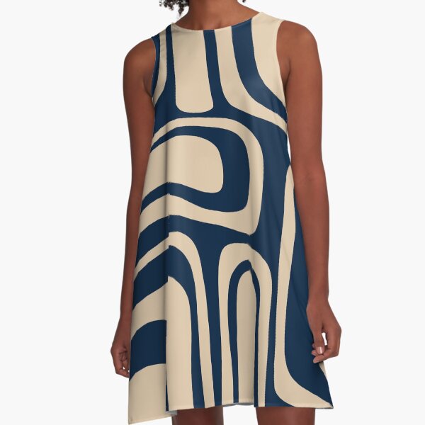 Item preview, Palm Springs Retro Midcentury Modern Abstract Pattern in Mid Mod Navy Blue and Beige designed and sold by kierkegaard.