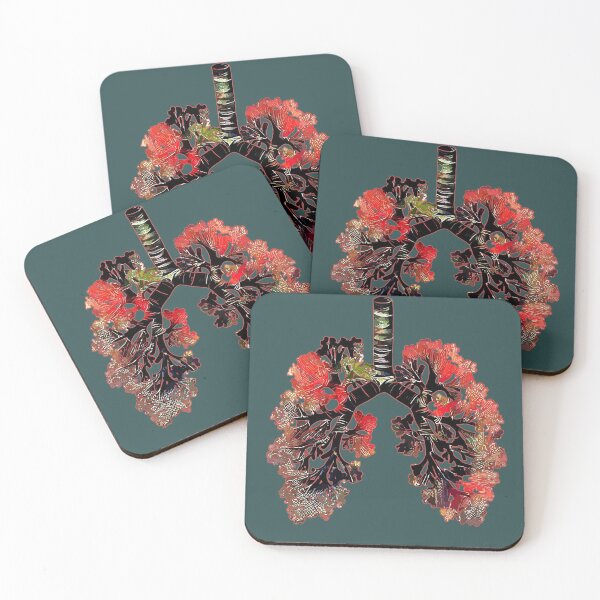 Item preview, Lungs cancer awareness, red coral human anatomy, watercolor style designed and sold by Collagedream.