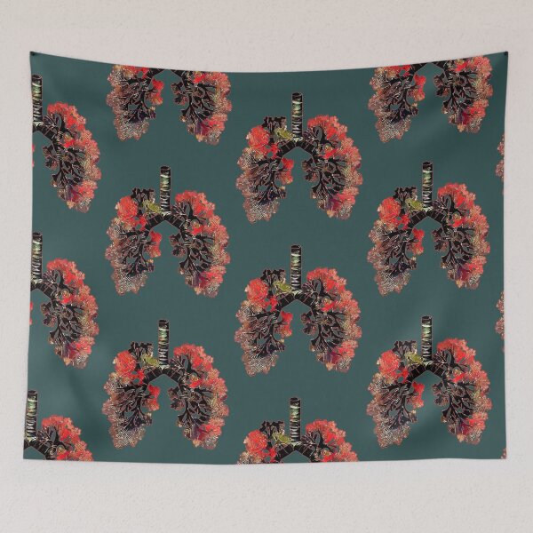 Item preview, Lungs cancer awareness, red coral human anatomy, watercolor style designed and sold by Collagedream.