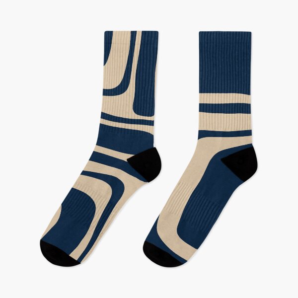 Item preview, Palm Springs Retro Midcentury Modern Abstract Pattern in Mid Mod Beige and Navy Blue designed and sold by kierkegaard.