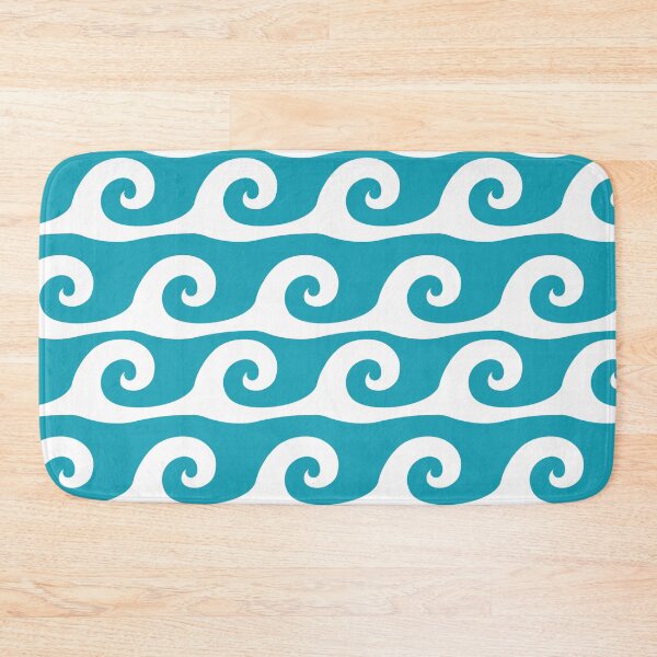 Item preview, Turquoise background white waves pattern designed and sold by Brontorino.