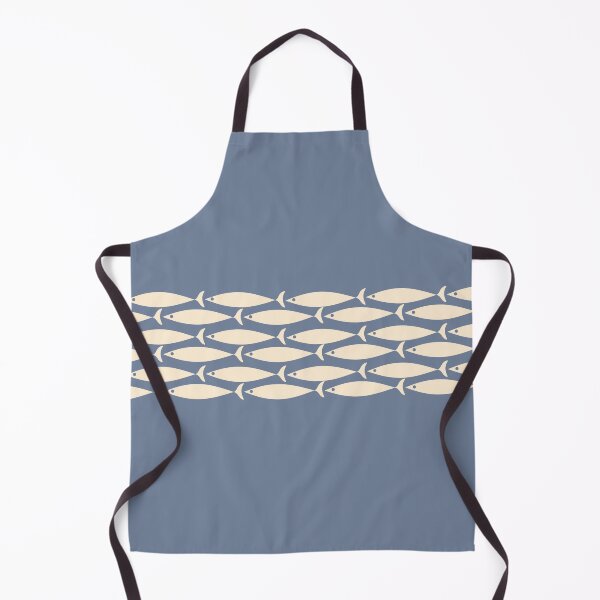 Item preview, Fish Stripe 6 - Minimalist Mid Century Modern Pattern in Stone Blue and Cream designed and sold by kierkegaard.