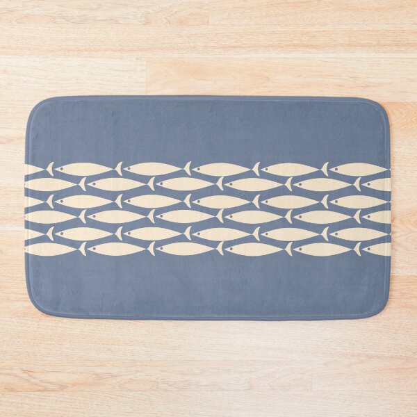 Item preview, Fish Stripe 6 - Minimalist Mid Century Modern Pattern in Stone Blue and Cream designed and sold by kierkegaard.