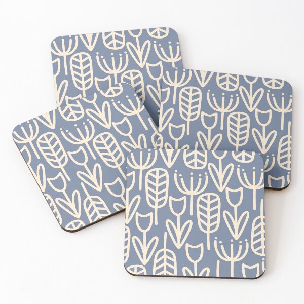 Item preview, Cheerful Garden Minimalist Scandi Floral Botanical Pattern in Stone Blue and Cream designed and sold by kierkegaard.