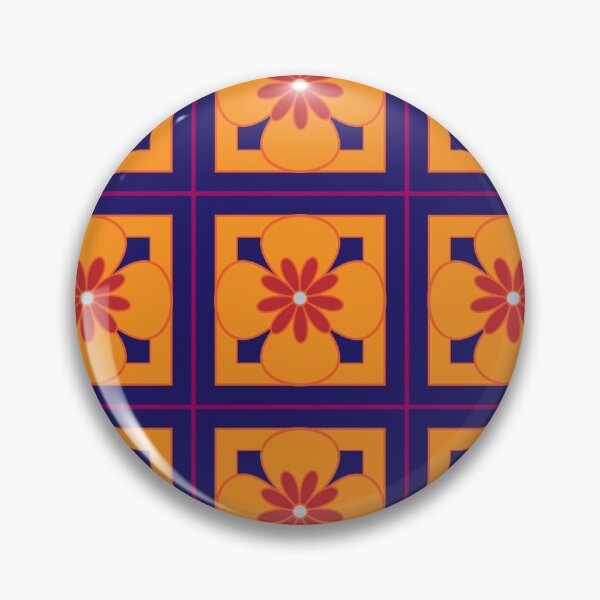 Item preview, Beautiful floral tile repeat pattern, red and orange on rich dark blue designed and sold by Susan Marie Williams.