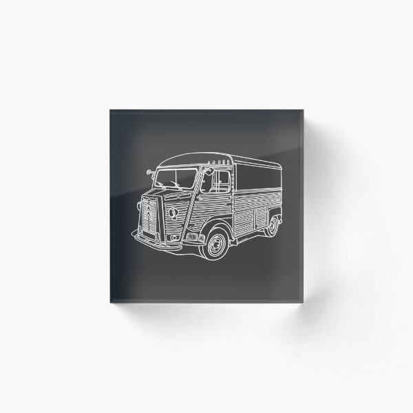 The classic French van in white line drawing Acrylic Block