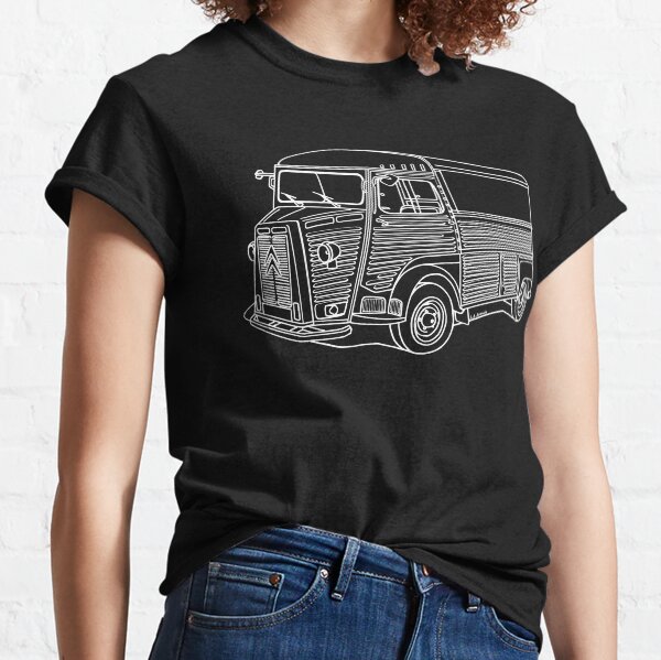 Le van français classique en dessin au trait blanc T-shirt classique