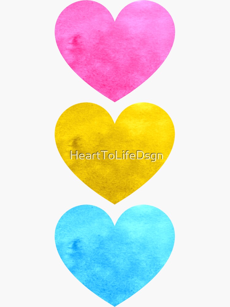 Pansexual Watercolor Hearts Sticker For Sale By Hearttolifedsgn Redbubble 9522