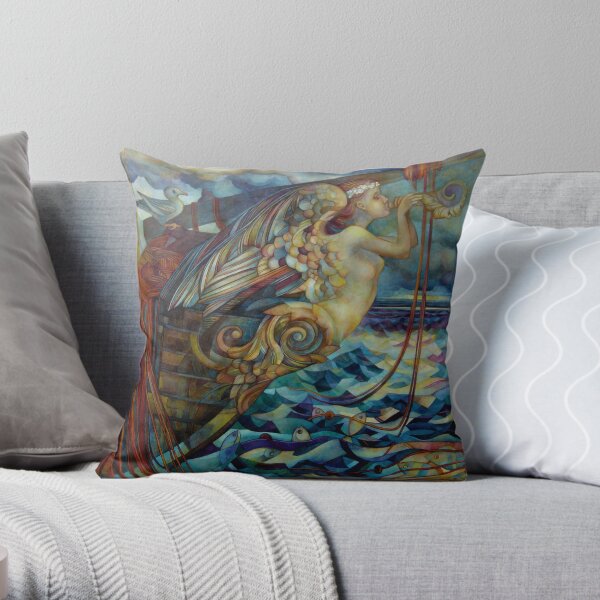 figurehead or ... fishing Throw Pillow