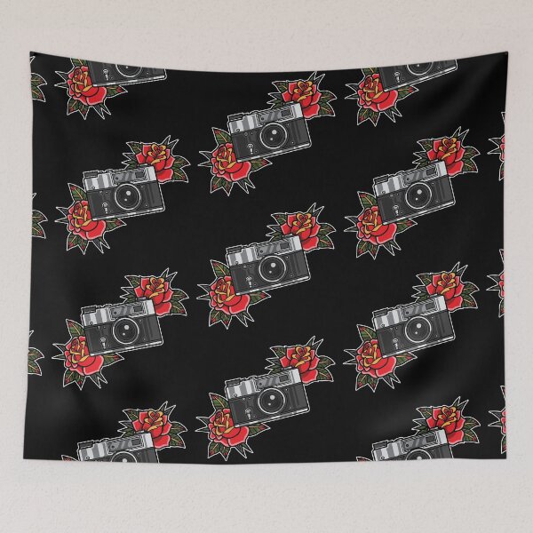 Item preview, Retro analog camera with flower decoration designed and sold by anziehend.