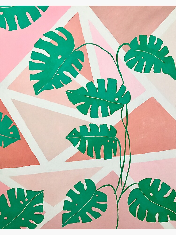 ""Pink and Green Monstera" " Sticker by miaetem Redbubble