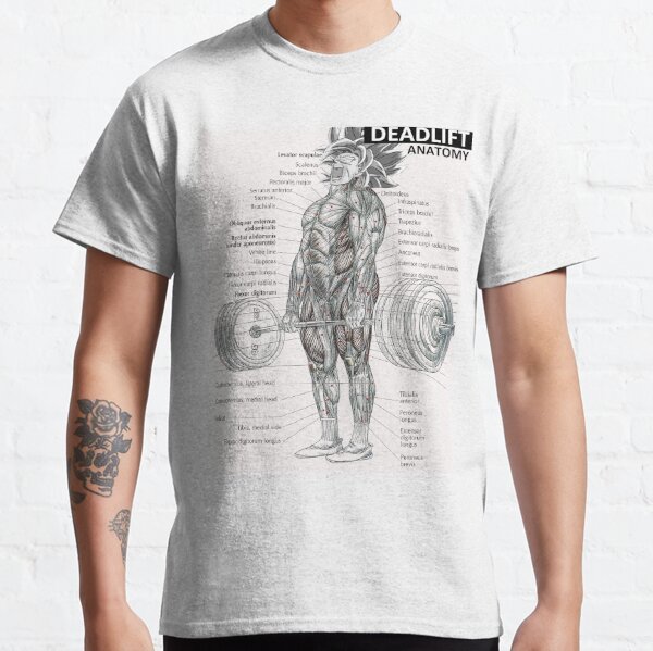 Deadlift Muscle Chart - Anatomy Diagram - Anime Gym Motivational Classic T-Shirt