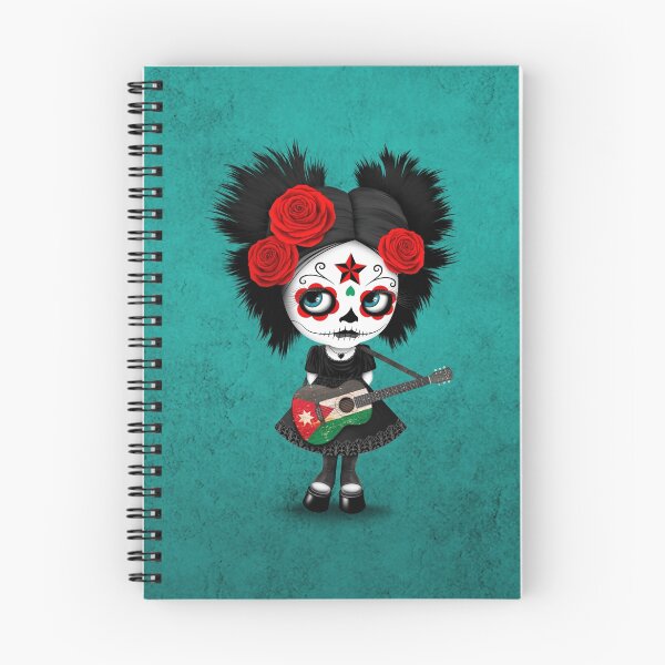 Item preview, Sugar Skull Girl Playing Jordanian Flag Guitar designed and sold by JeffBartels.