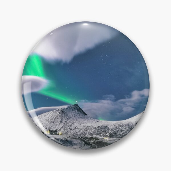Item preview, mountains full of snow mixed with nortern lighs in the morning designed and sold by ImRotem.