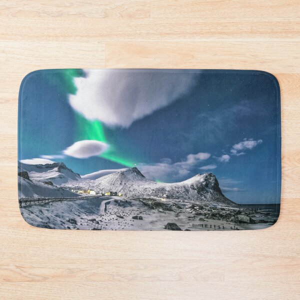 Item preview, mountains full of snow mixed with nortern lighs in the morning designed and sold by ImRotem.