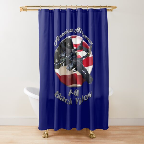 P-61 Black Widow American Airpower Shower Curtain