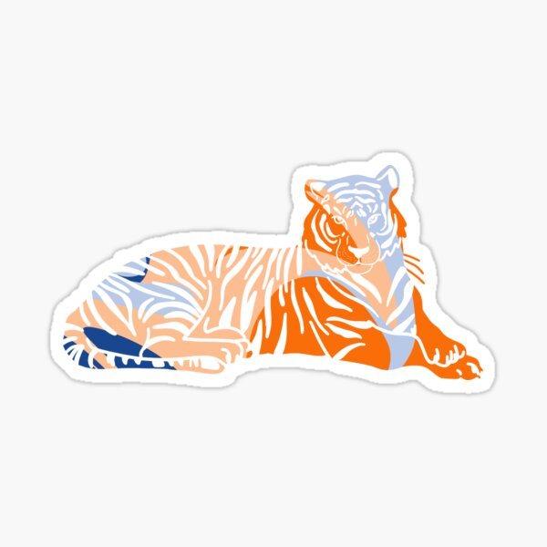 Blue and Orange Tiger Sticker