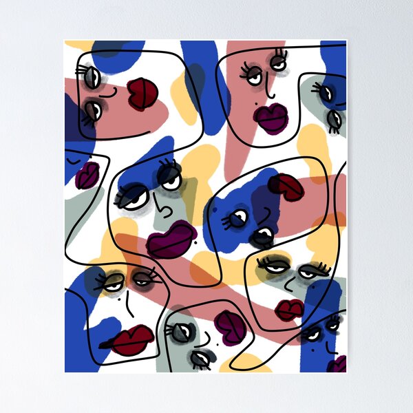 Item preview, Cuadro Caras abstractas en bloques de color designed and sold by StellaBleue.