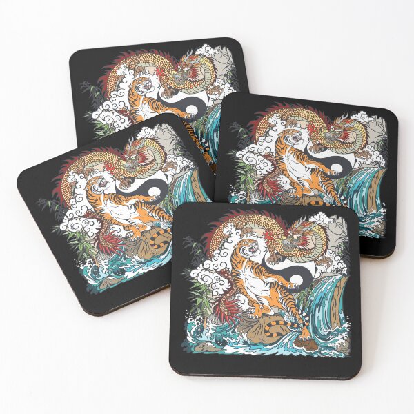 Item preview, Chines Dragon and Tiger Tattoo Graphic Yin and Yang Symbol designed and sold by enjoytheshirt.