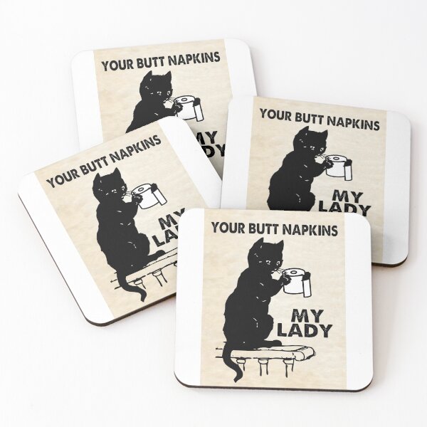 Item preview, BUTT NAPKINS FUNNY BATHROOM VINTAGE BLACK CAT MY LADY designed and sold by kwiebe34.
