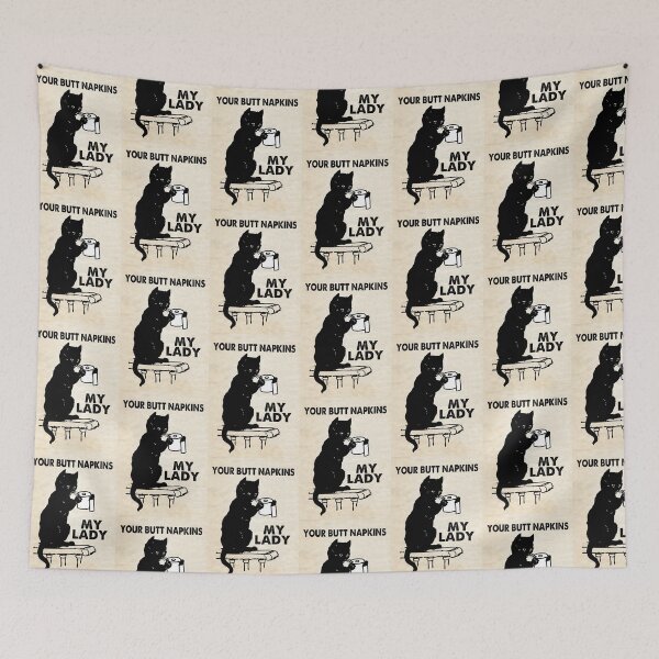 Item preview, BUTT NAPKINS FUNNY BATHROOM VINTAGE BLACK CAT MY LADY designed and sold by kwiebe34.