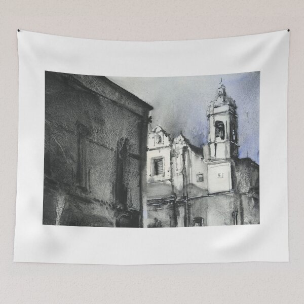 Item preview, Spanish church in village in Colca Canyon, Peru.  Monochromatic artwork church  designed and sold by rfoxphoto.
