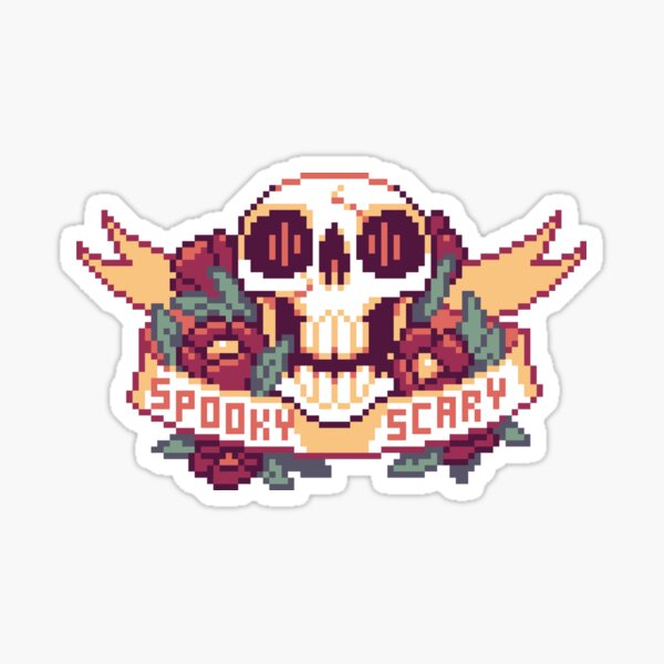 Spooky Scary Pixel Skull Pegatina