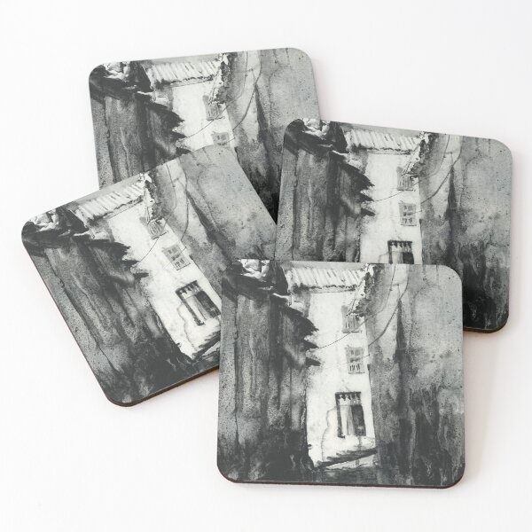 Item preview, Doorway in the Incan city of Cusco, Peru.  Monochromatic B&W watercolor painting designed and sold by rfoxphoto.