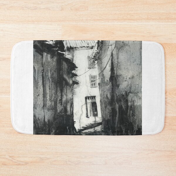 Item preview, Doorway in the Incan city of Cusco, Peru.  Monochromatic B&W watercolor painting designed and sold by rfoxphoto.