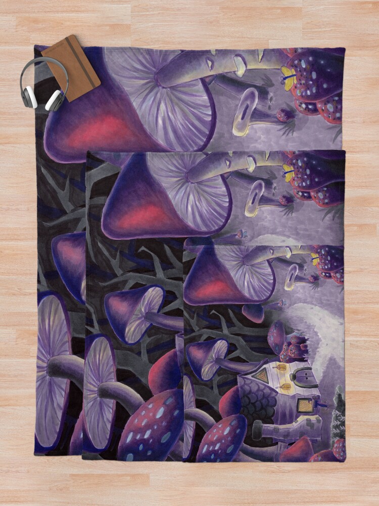 "Mushroom Wonderland" Throw Blanket for Sale by bayleejae Redbubble