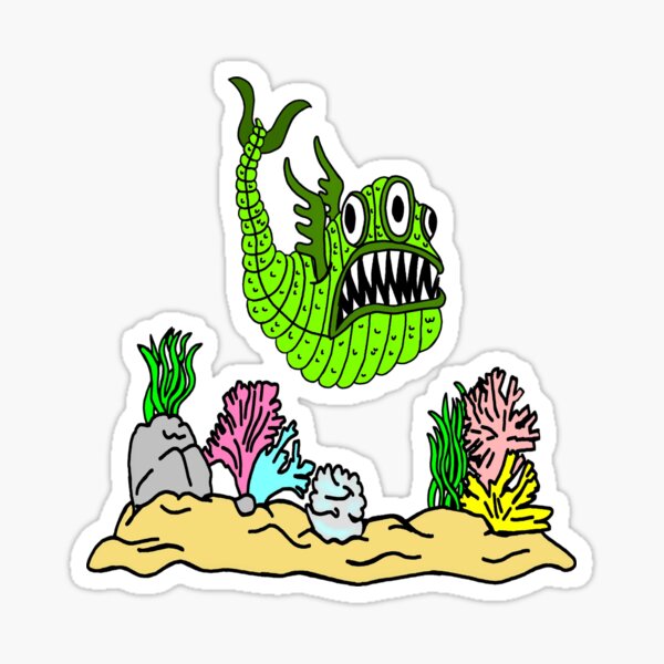 Vista previa del artículo con la obra «Verde tres ojos peces mutantes en el océano», diseñado y vendido por imphavok.