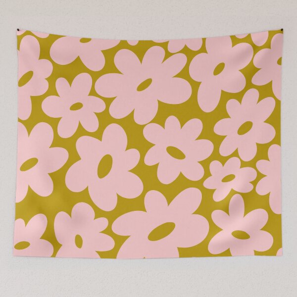 Item preview, Sunny Flower Power - Ocher and Soft Pink designed and sold by Home with Lola.
