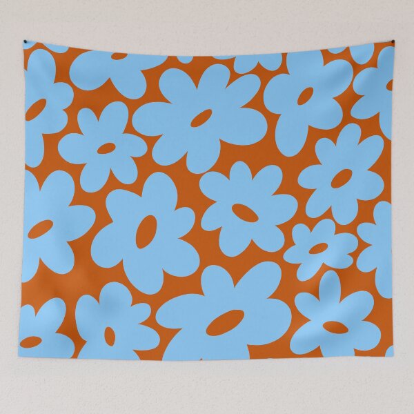 Item preview, Sunny Flower Power - Burnt Orange and Blue designed and sold by Home with Lola.