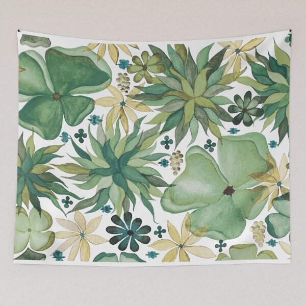 Item preview, Watercolor Sea Green Flowers designed and sold by HeatherNafeArt.