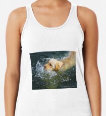 Camiseta con espalda nadadora "Yellow Lab Swims MIchigan Lake"