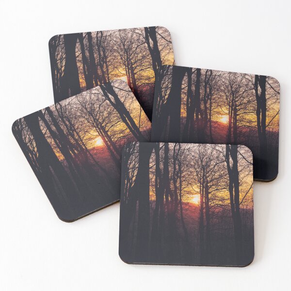 Item preview, A leafy woodland during a late winter sunset designed and sold by chrishannah.
