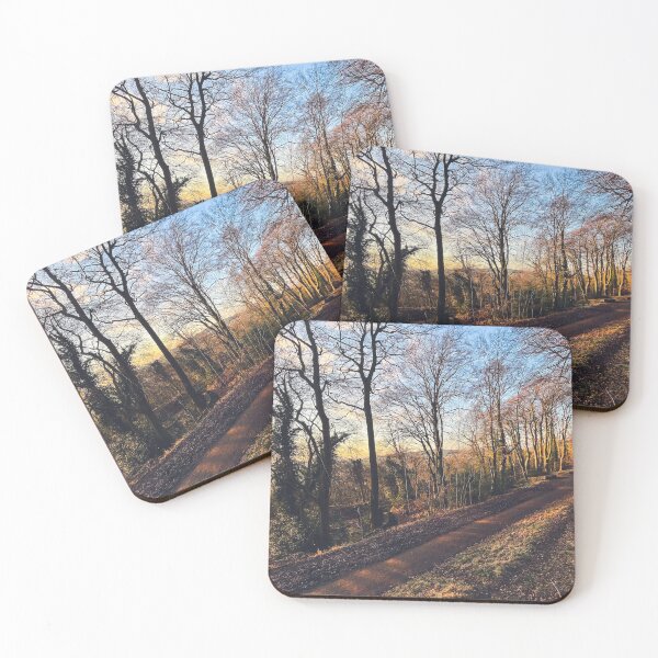 Item preview, A leafy woodland during a late winter sunset designed and sold by chrishannah.