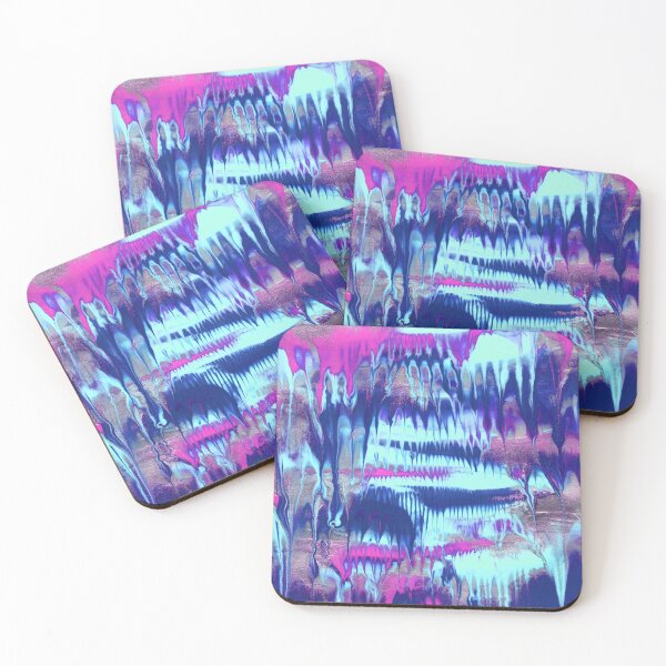Item preview, Colorful Abstract Fluid Painting - Navy Blue Magenta Pale Blue and Silver designed and sold by Daydreamer Alley.