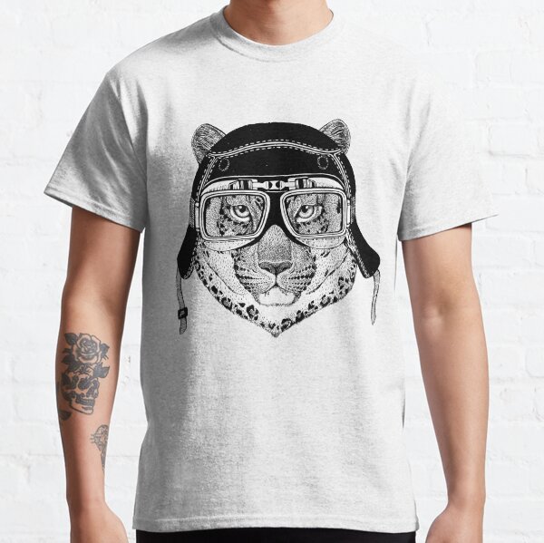 Motorcyclist leopard, leopard animal print, leopard motorcycle rider, cool wild cat biker gift, hipster motorbike Classic T-Shirt