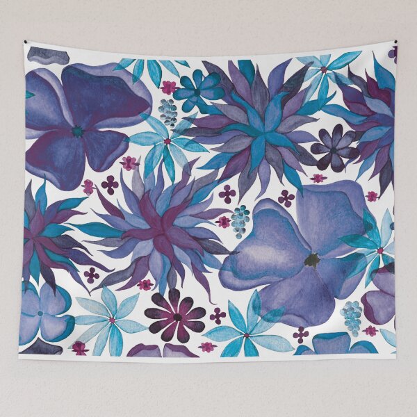 Item preview, Watercolor Blue Flowers designed and sold by HeatherNafeArt.