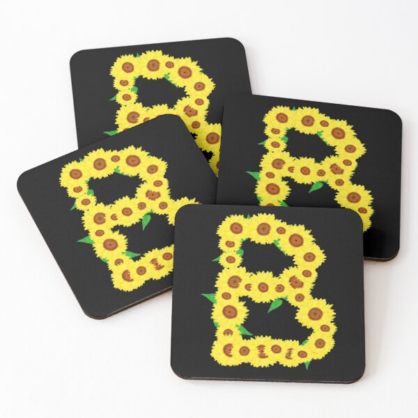 Item preview, Sunflowers Initial Letter B (Black Background) designed and sold by ArtByLM.