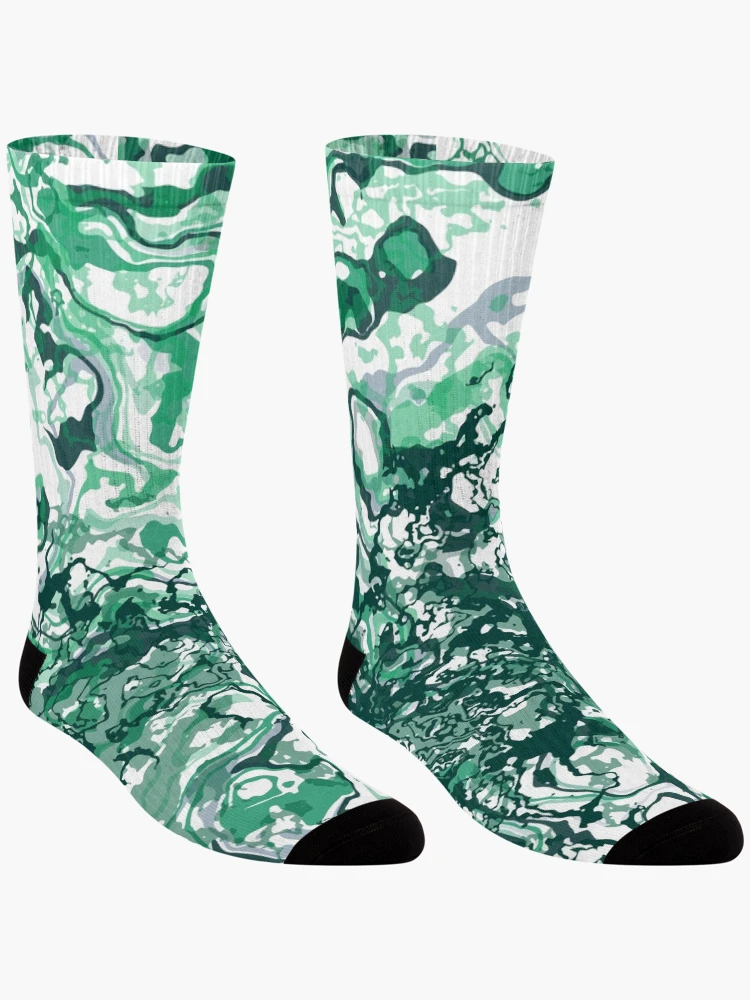 Thumbnail 3 of 5, Socks, Abstract Green Swirl Pattern designed and sold by Rell1970.